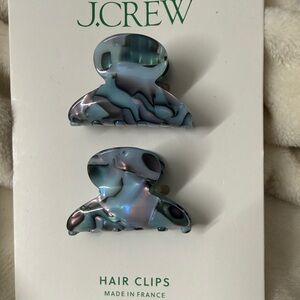 J. Crew Iridescent Blue and Gray Hair Clips Made in France